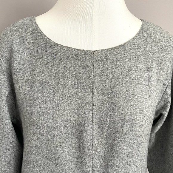 CINDY Lee Gray Wool Silk Lined Cuffed 3/4 Sleeved Mini Dress Tunic Top - 6/S - Picture 3 of 10